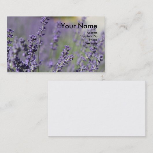 Essentiële oliehoudende Visitekaartjes met lavende (Voorkant / Achterkant)