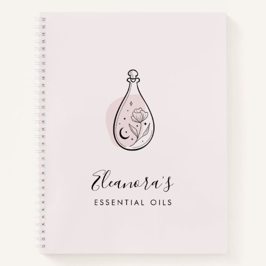 Essentiële oliën Aromatherapie Logo Blush Pink Notitieboek (Voorkant)