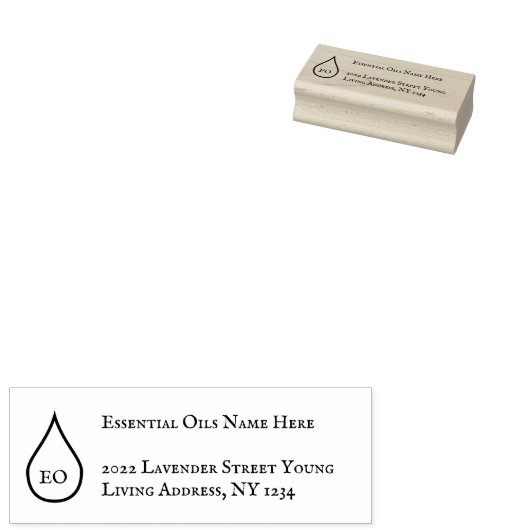 Essentiële oliën Daling Outline-monogram Rubberstempel (Gestempeld)