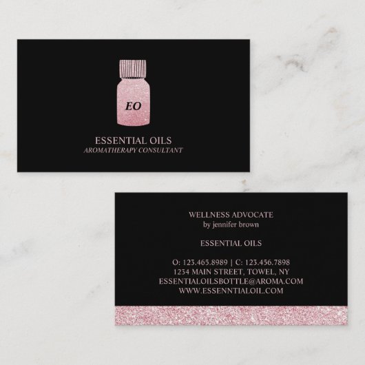 Essentiële oliën Fles Aromatherapie Visitekaartje (Voorkant / Achterkant)