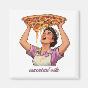 Essentiële Oliën Grappige Pizza Illustratie Meis Magneet