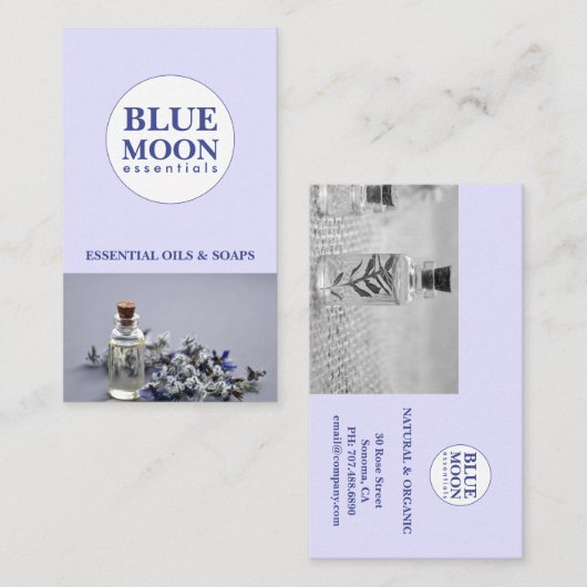 Essentiële oliën Natuurlijke Wellness Visitekaartje (Voorkant / Achterkant)
