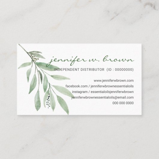 Essentiële oliën Voeg uw aangepaste logo florale o Visitekaartje (Achterkant)