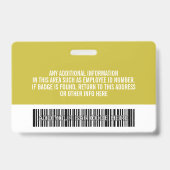 Essentiële personeelskaartfoto, streepjescode, log badge (Achterkant)