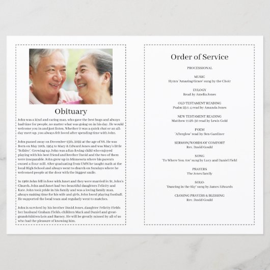 Essentiële Sjabloon van het begrafenisprogramma (Achterkant)