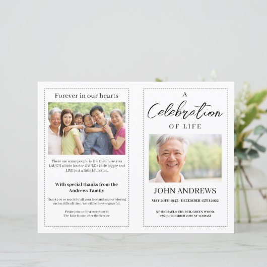 Essentiële Sjabloon van het begrafenisprogramma (Staand voorkant)