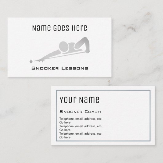 "Essentiële" Snooker-Visitekaartjes Visitekaartje (Voorkant / Achterkant)