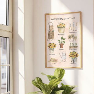 Essentiële Tuin Zonnebloem Tuingereedschap Crème Poster