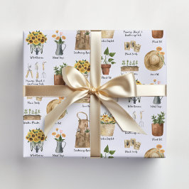 Essentiële Tuinieren Waterverf Zonnebloem Patroon Cadeaupapier
