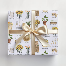 Essentiële Tuinieren Waterverf Zonnebloem Patroon Inpakpapier Vel