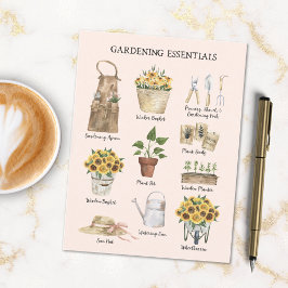 Essentiële Tuinzonnebloem Tuingereedschap Crème Briefkaart