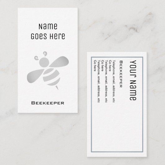 "Essentiële" Visitekaartjes voor de bijenteelt (Voorkant / Achterkant)