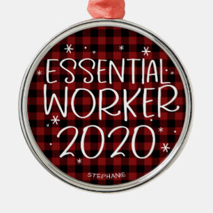 Essentiële Werknemer 2020 Covid-pandemie Kerstmis Metalen Ornament