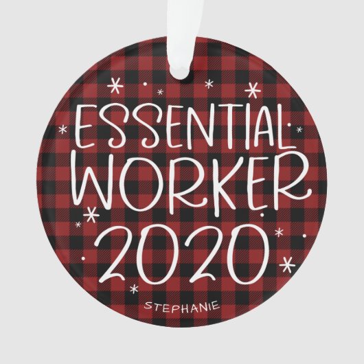 Essentiële Werknemer 2020 Covid Pandemie Kerstmis Ornament (voorkant)