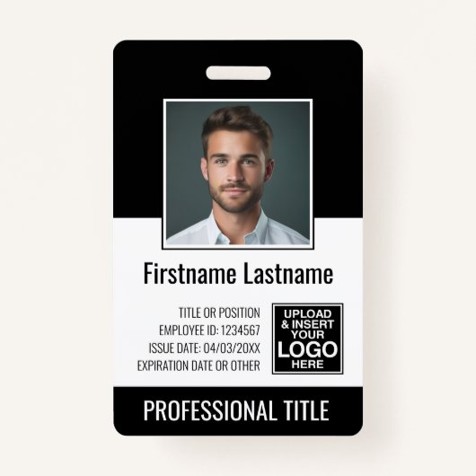 Essentiële werknemer - Foto, streepjescode, Logo,  Badge (Voorkant)