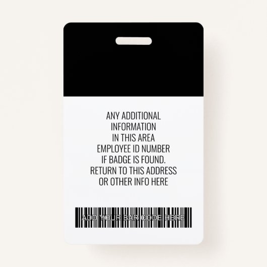 Essentiële werknemer - Foto, streepjescode, Logo,  Badge (Achterkant)