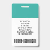 Essentiële werknemer - Foto, streepjescode, Logo,  Badge (Achterkant)