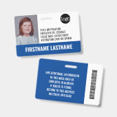 Essentiële Werknemer ID Foto, Bar Code, Logo, Uitg Badge (Voor- en achterkant)