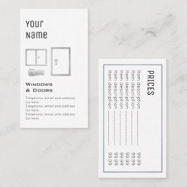 "Essentiële" Windows- en Deuren Prijskaarten Visitekaartje