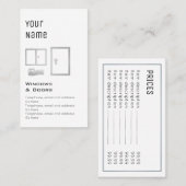 "Essentiële" Windows- en Deuren Prijskaarten Visitekaartje (Voorkant / Achterkant)