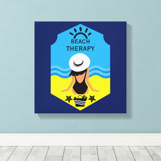 Essentiële zomerstrand  canvas afdruk (Insitu (Houten vloer))