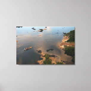 Essequibo River, de langste rivier in Guyana, en Canvas Afdruk