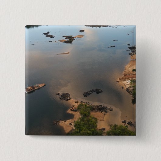 Essequibo-rivier, langste rivier in Guyana, en 2 Vierkante Button 5,1 Cm (Voorkant)