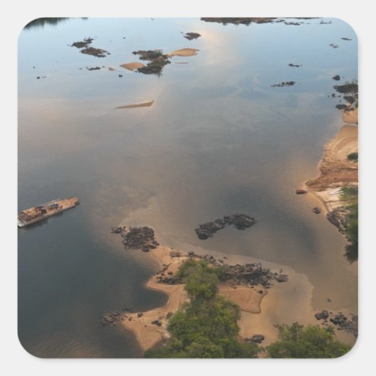 Essequibo rivier, langste rivier in Guyana, en 2 Vierkante Sticker (Voorkant)