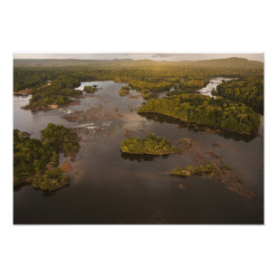 Essequibo-rivier, langste rivier in Guyana, en 3 Foto Afdruk