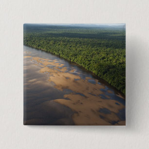 Essequibo-rivier, langste rivier in Guyana, en 3 Vierkante Button 5,1 Cm