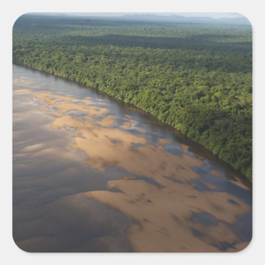 Essequibo-rivier, langste rivier in Guyana, en 3 Vierkante Sticker (Voorkant)
