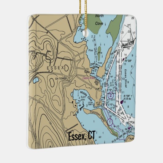 Essex CT Nautical Chart Keramisch Ornament (Rechts)