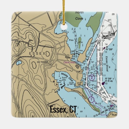 Essex CT Nautical Chart Keramisch Ornament (Achterkant)