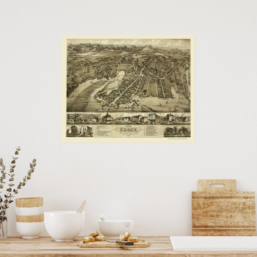 Essex, CT Panoramic Map - 1881 Poster (Keuken)