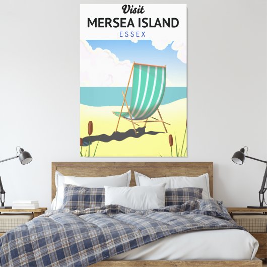 Essex-reisposter Mersia Island Canvas Afdruk (Insitu (Slaapkamer))