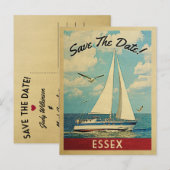 Essex Save the Date Sailboat Nautical Aankondigingskaart (Voorkant / Achterkant)
