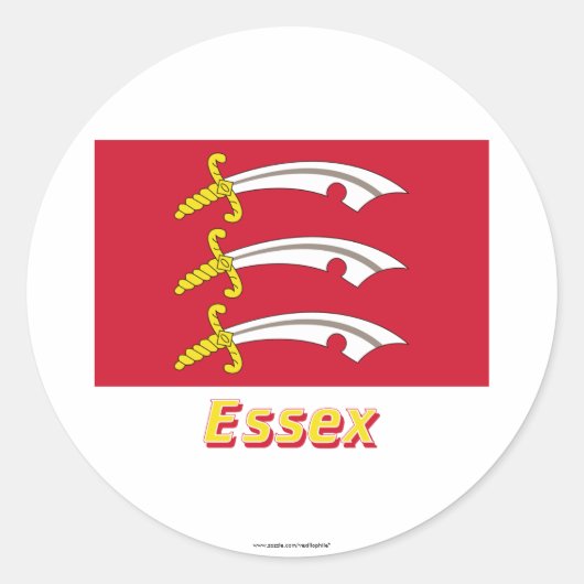Essex Vlag met Naam Ronde Sticker (Voorkant)