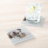 essie rode mergel glazen onderzetter (Schuin)