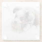 essie rode mergel glazen onderzetter (Achterkant)