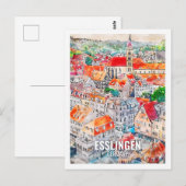 Esslingen Duitsland Beroemde Reisplaats Waterverf Briefkaart (Voorkant / Achterkant)