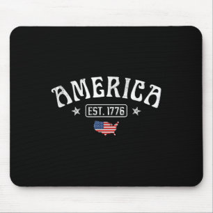 EST 1776 Patriottische Amerikaanse vlag 4 juli am Muismat