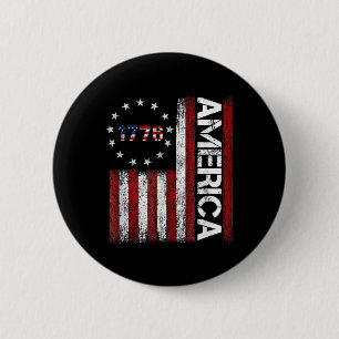 Est 1776 Patriottische Amerikaanse Vlag 4 Juli Ame Ronde Button 5,7 Cm
