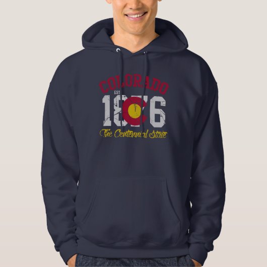 Est 1876 Colorado Centennial State Flag Hoodie (Voorkant)