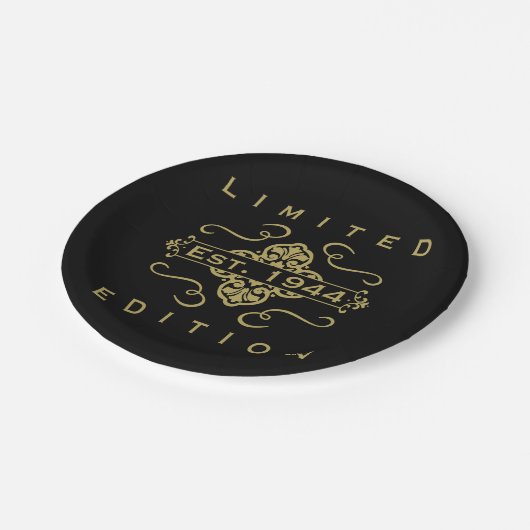 Est. 1944 80ste verjaardag papieren bordje (Gekanteld)