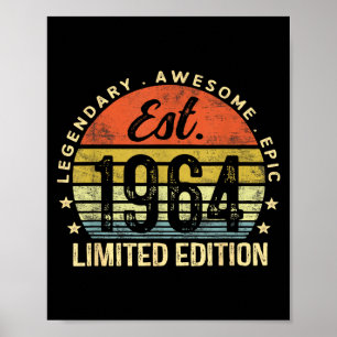 Est 1964 Limited Edition 61e verjaardag Vintage 61 Poster