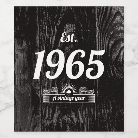Est. 1965 een jaar wijn etiket (Enkel label)