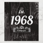 Est. 1968 een  jaar wijnetiket wijn etiket (Enkel label)