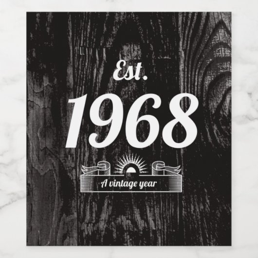 Est. 1968 een  jaar wijnetiket wijn etiket (Enkel label)