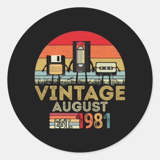 EST 1981  40e verjaardag augustus Ronde Sticker (Voorkant)