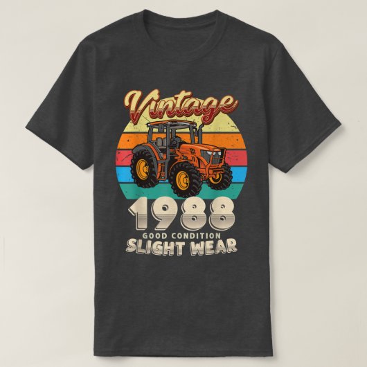  EST 1988 Farmer Tractor 34e verjaardag 34 Y T-shirt (Design voorkant)